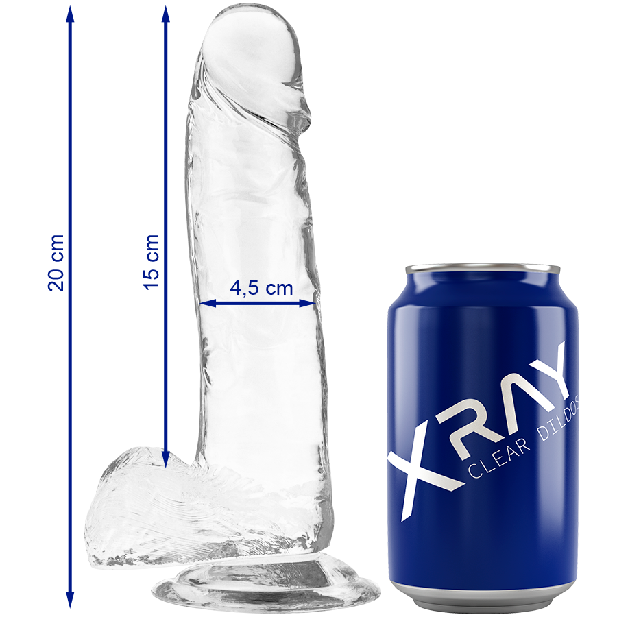 X Ray Dildo Trasparente con Testicoli 20 cm Ø 4,5 cm