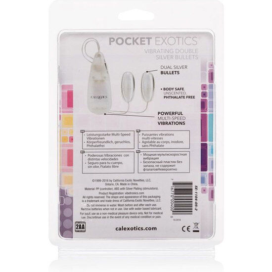 CalExotics Pocket Exotics Doppi Proiettili Vibranti Argento – immagine 4