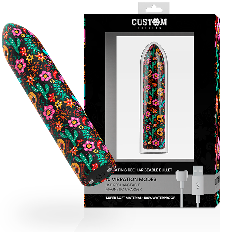 Custom Bullets Proiettile Vibrante Ricaricabile Magnetico Fantasia Floreale