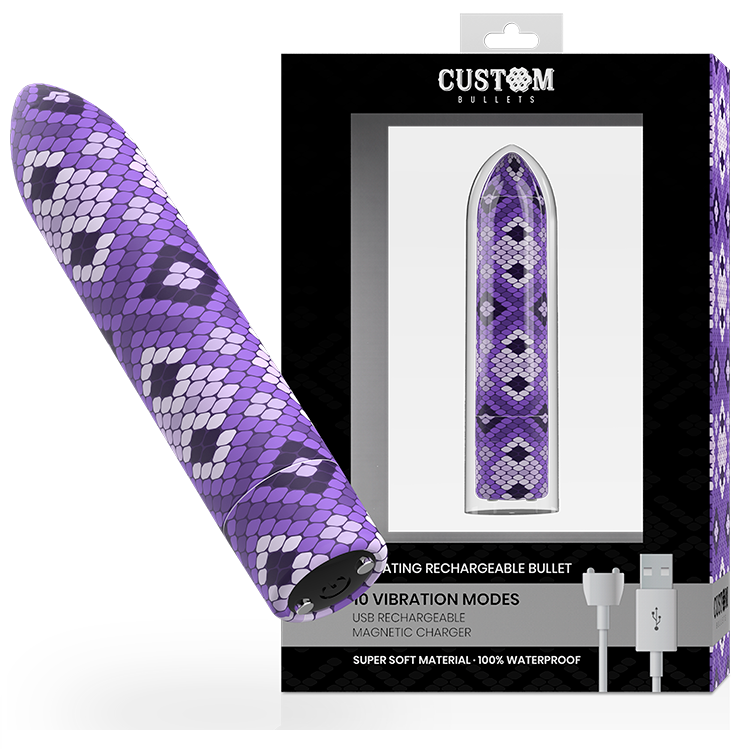 Custom Bullets Proiettile Vibrante Ricaricabile Magnetico Fantasia Serpente Viola