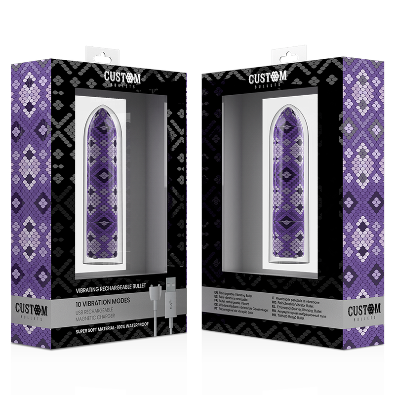 Custom Bullets Proiettile Vibrante Ricaricabile Magnetico Fantasia Serpente Viola – immagine 4