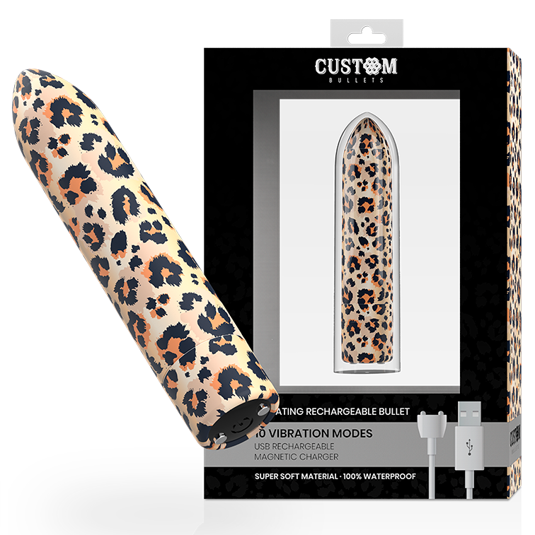 Custom Bullets Proiettile Vibrante Ricaricabile Magnetico Fantasia Leopardo