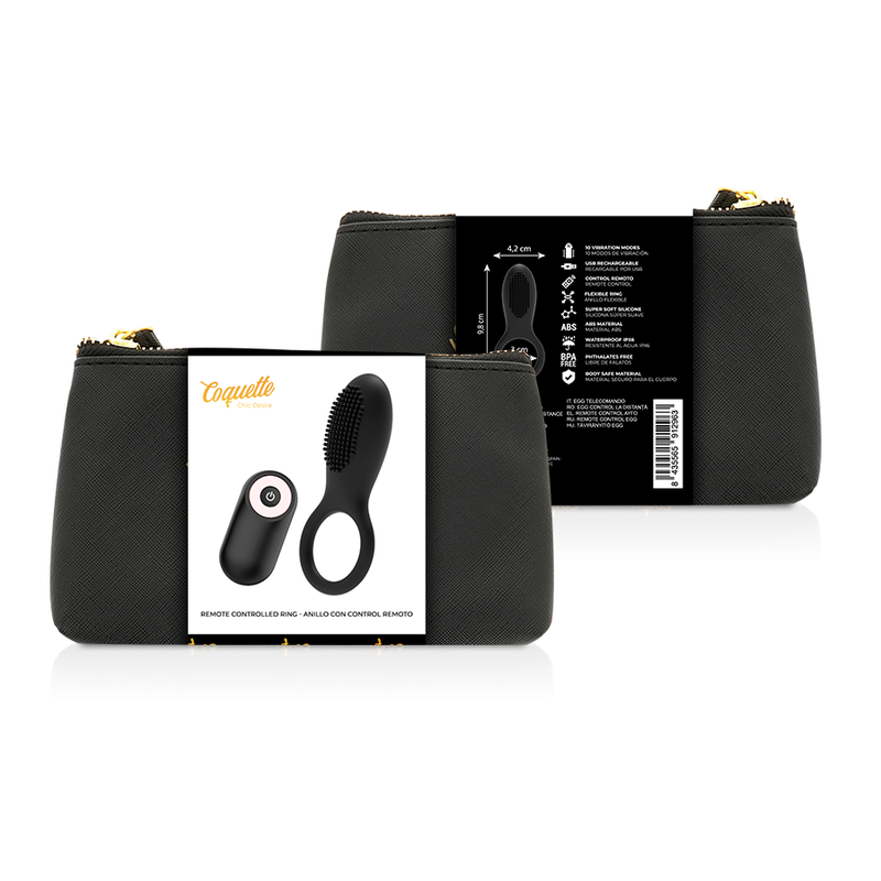 Coquette Chic Desire Anello Vibrante con Telecomando Ricaricabile Nero e Oro – immagine 2