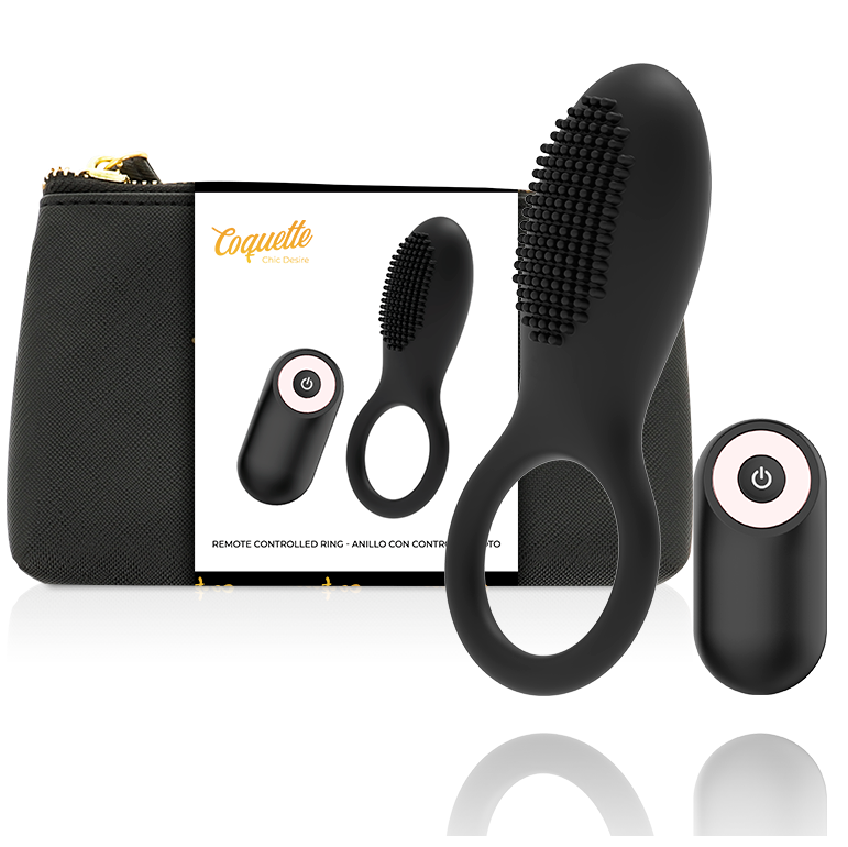 Coquette Chic Desire Anello Vibrante con Telecomando Ricaricabile Nero e Oro