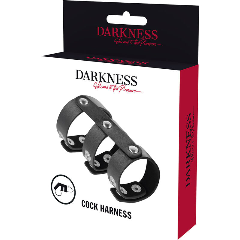 Darkness Doppio Anello Regolabile in Similpelle per Pene e Testicoli – immagine 5