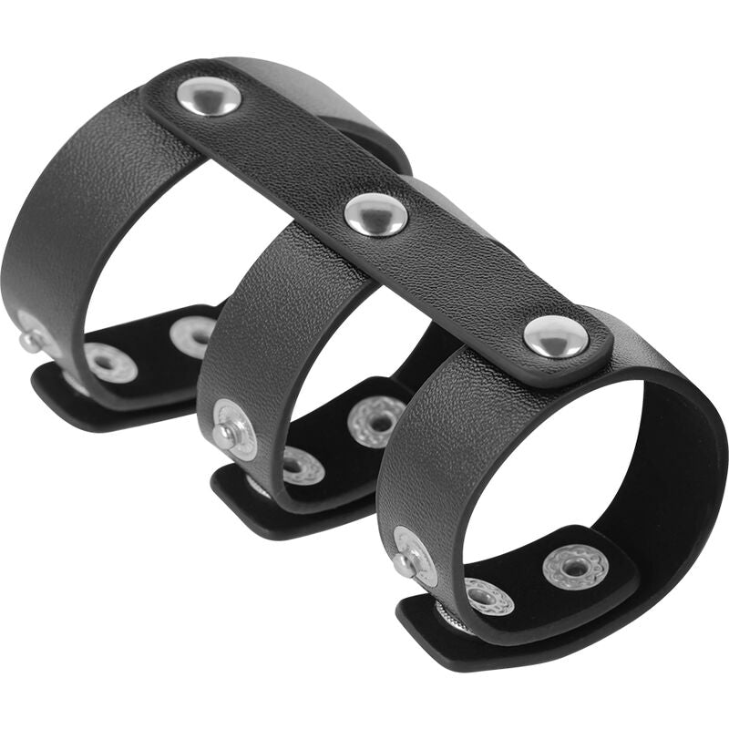 Darkness Doppio Anello Regolabile in Similpelle per Pene e Testicoli – immagine 3