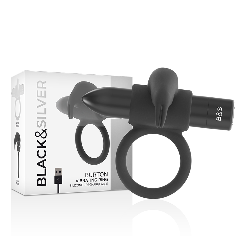 Black & Silver Burton Anello Vibrante Ricaricabile Nero