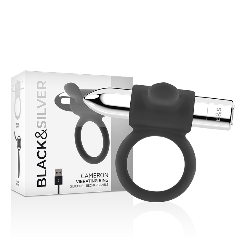 Black & Silver Cameron Anello Vibrante Ricaricabile Argento – immagine 2
