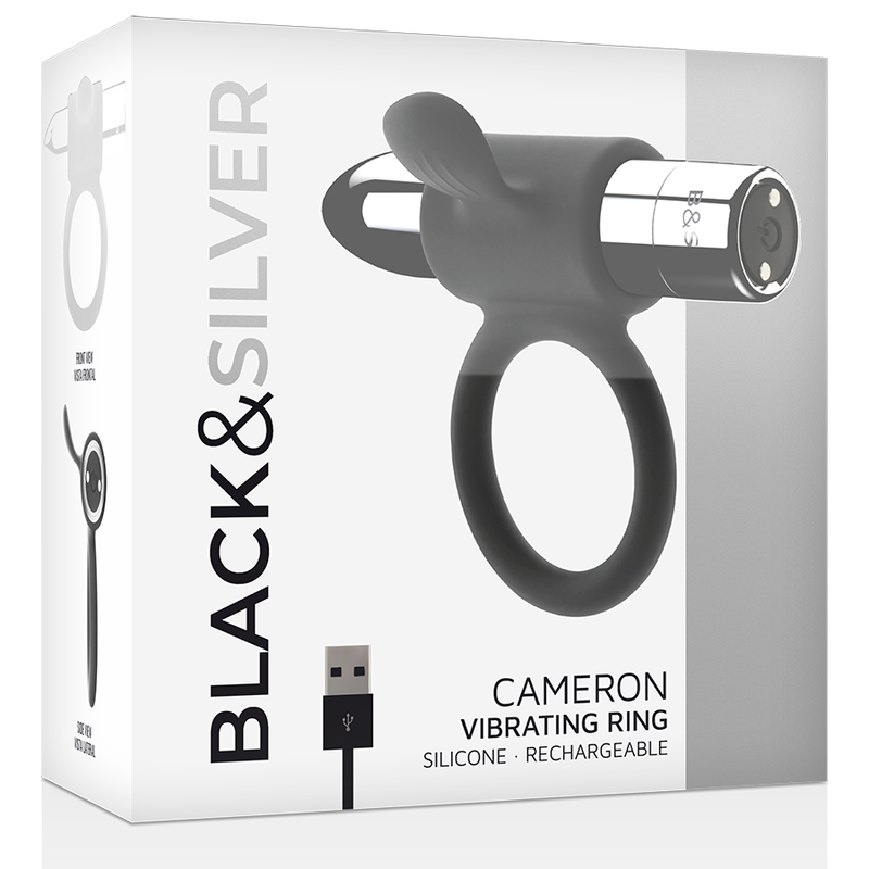 Black & Silver Cameron Anello Vibrante Ricaricabile Argento – immagine 5