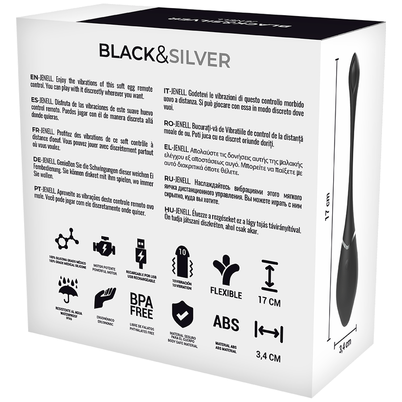 Black&Silver Jenell Ovetto Vibrante con Telecomando – immagine 8