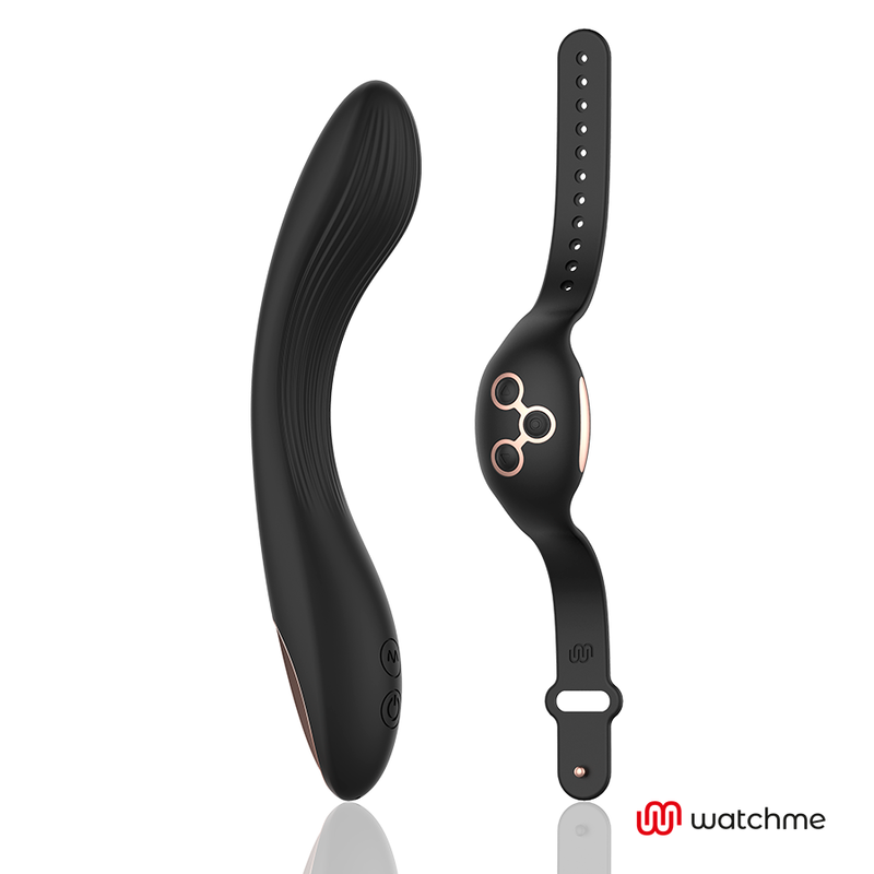 Anne's Desire Vibratore Punto G Curvo con Telecomando WatchMe Nero e Oro – immagine 5